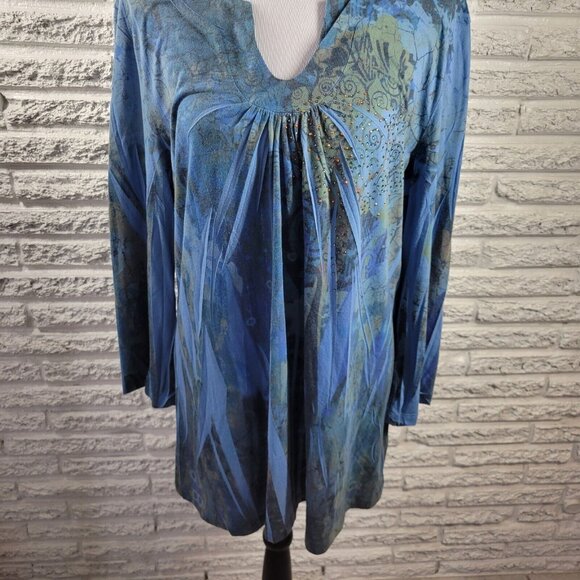 Westbound Womens Top Extra Large XL Tunic Blue Geometric Lightweight GEO149XE - Picture 3 of 8